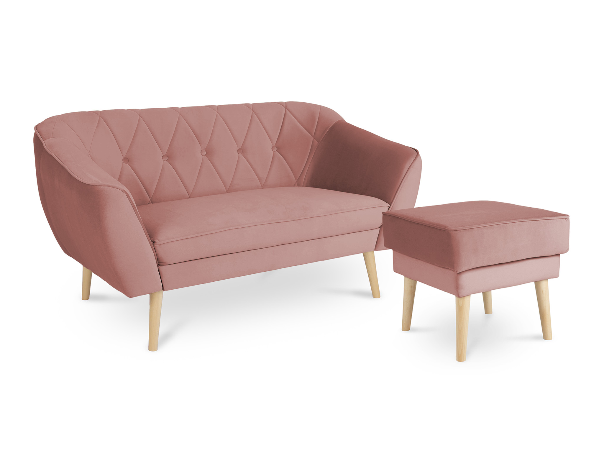 Pohovka II s taburetom Deana - ružová