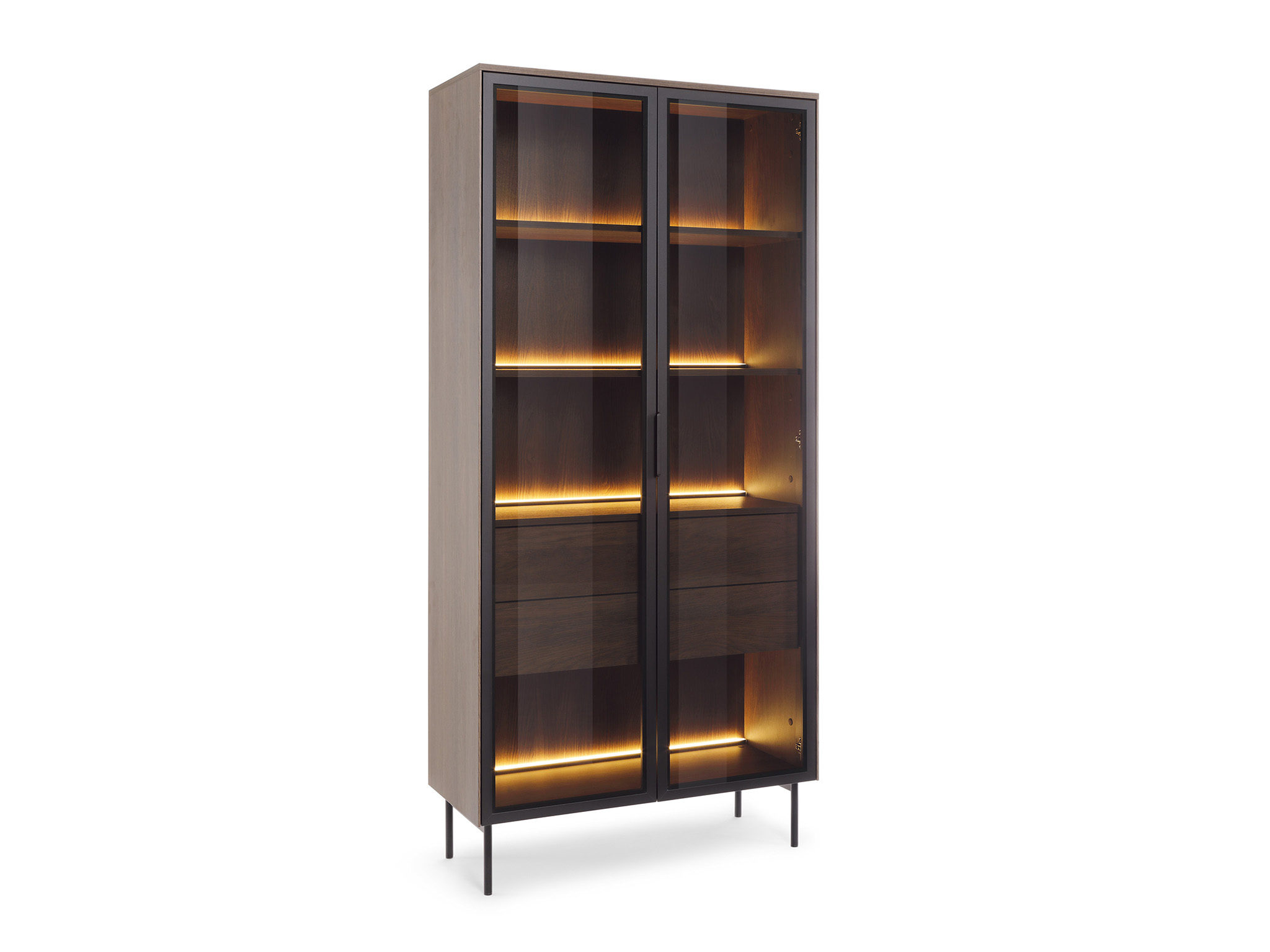 LIMU 91 2D2S magas vitrin  - dunin tölgy / fekete