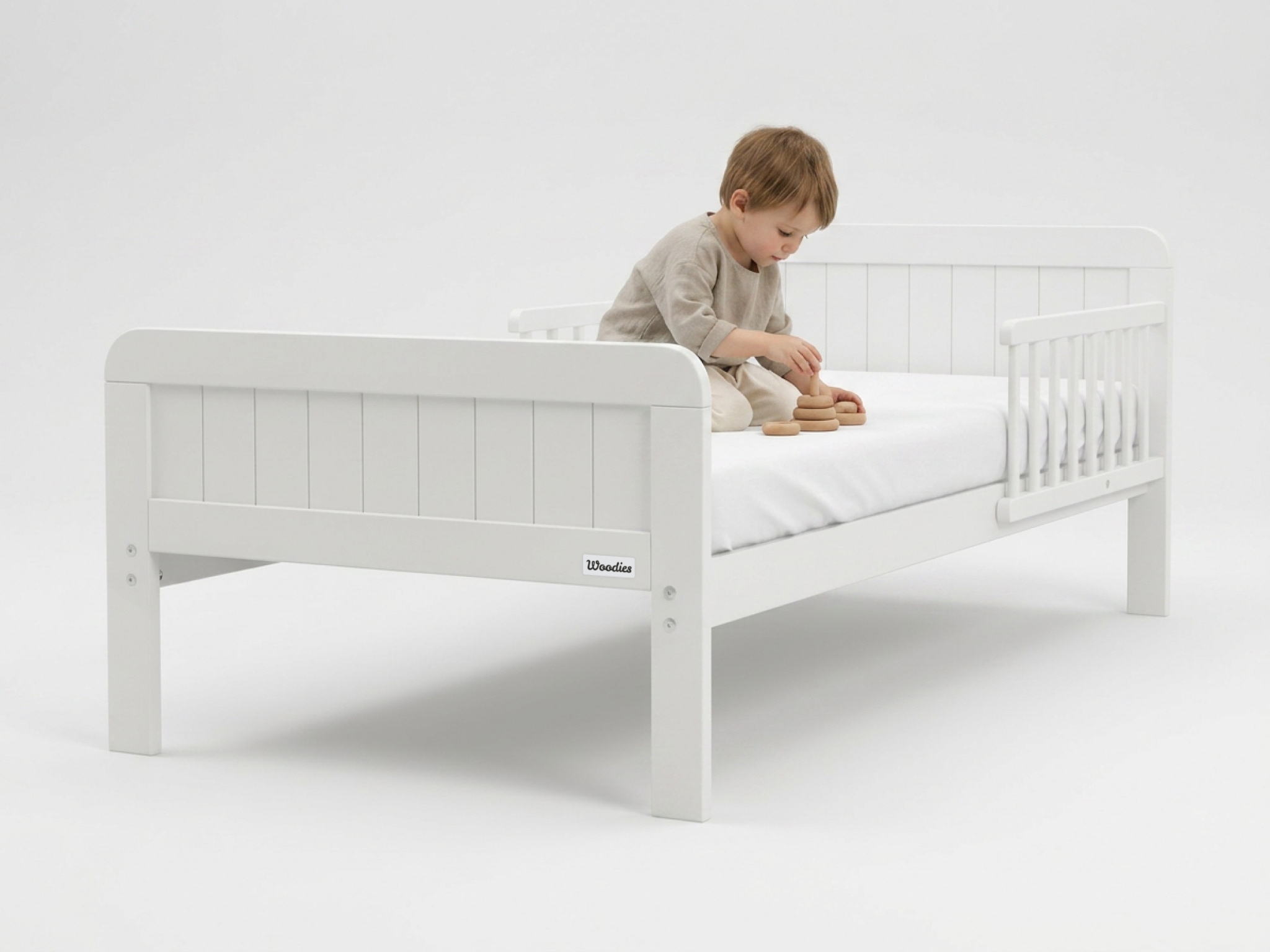 WO Detská drevená posteľ Country Junior Bed 80x160 - biela
