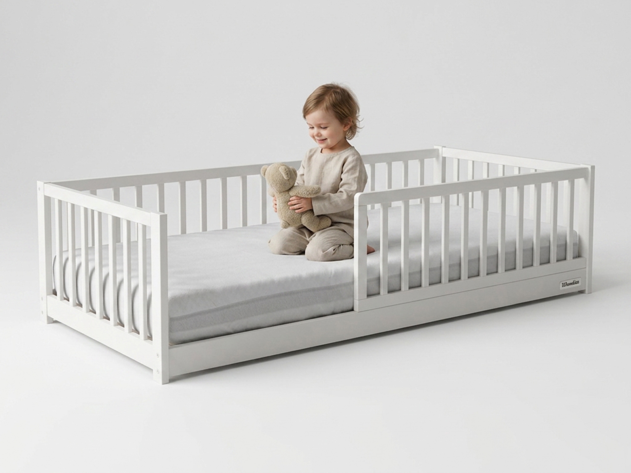 WO Detská drevená montessori posteľ Monty Bed 80x160 - biela