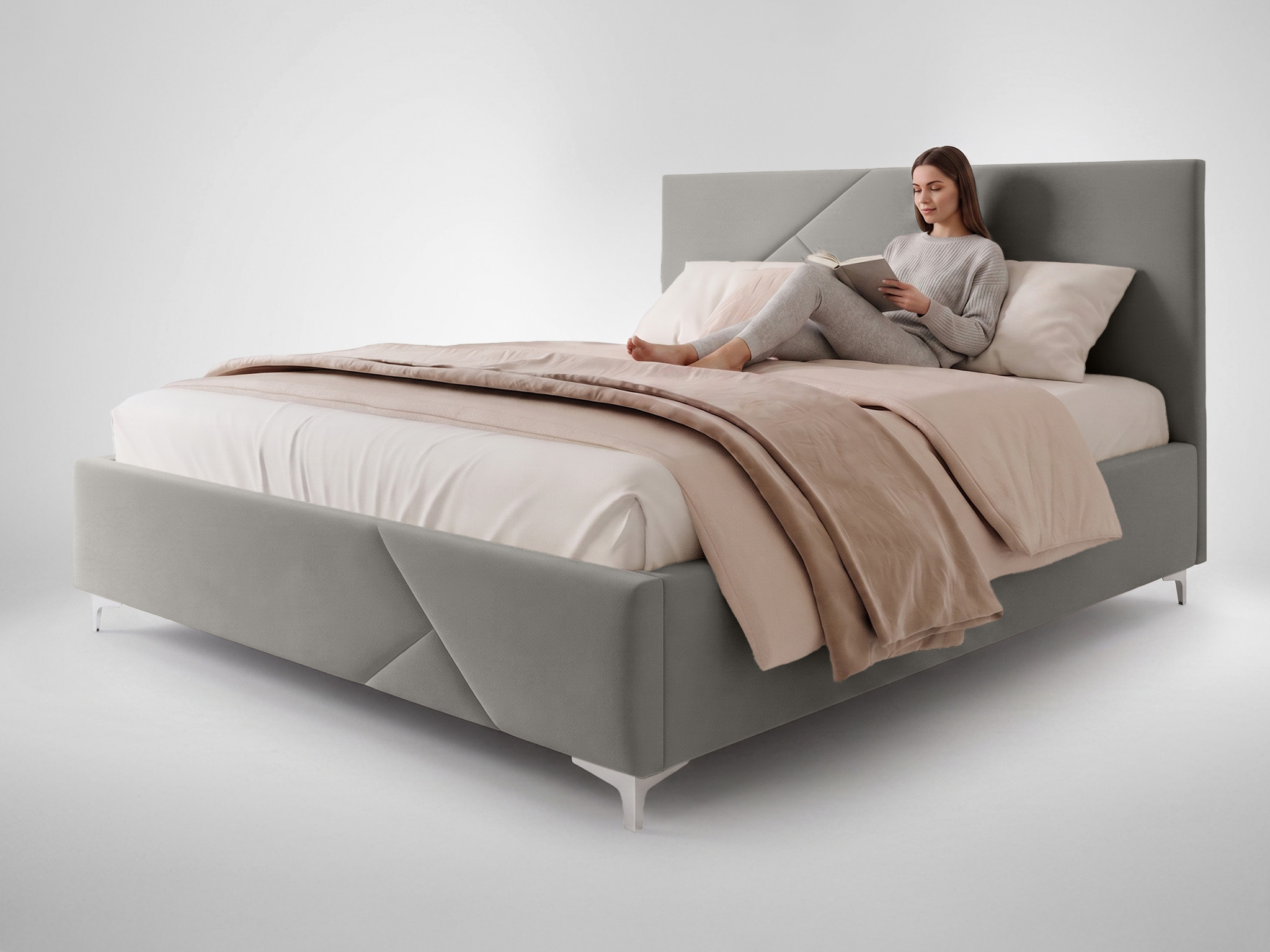 GM Čalúnená manželská posteľ s úložným priestorom Navaro 160x200 - sivá
