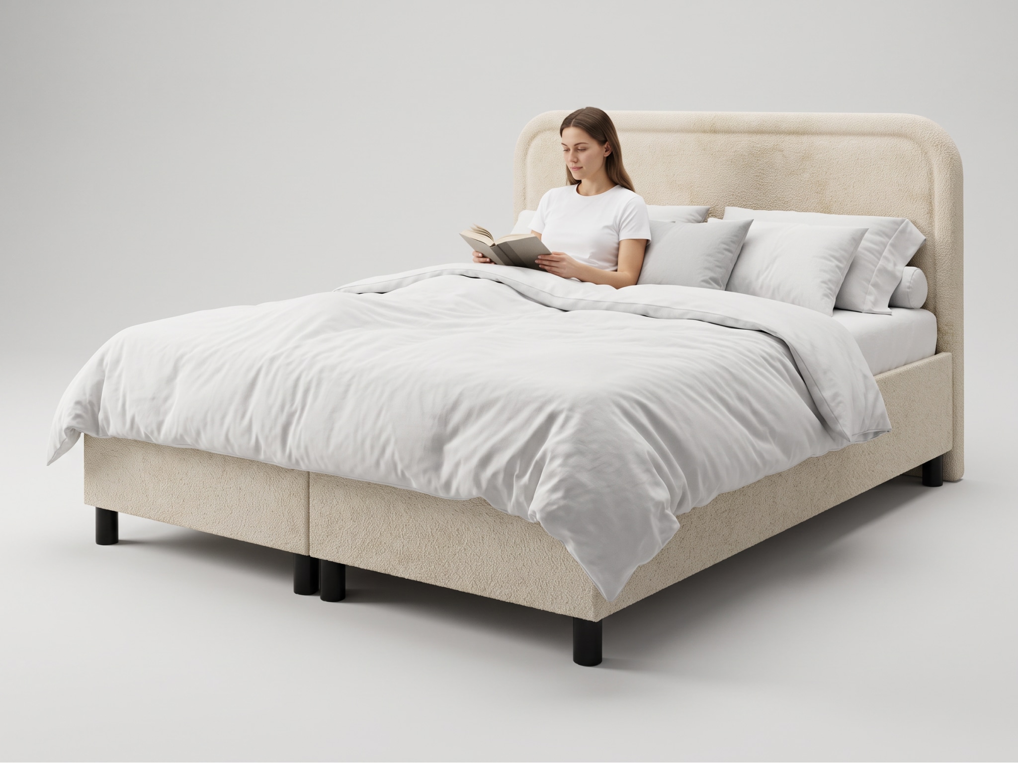 GM Čalúnená posteľ s úložným priestorom Balleto 160x200 - krémová