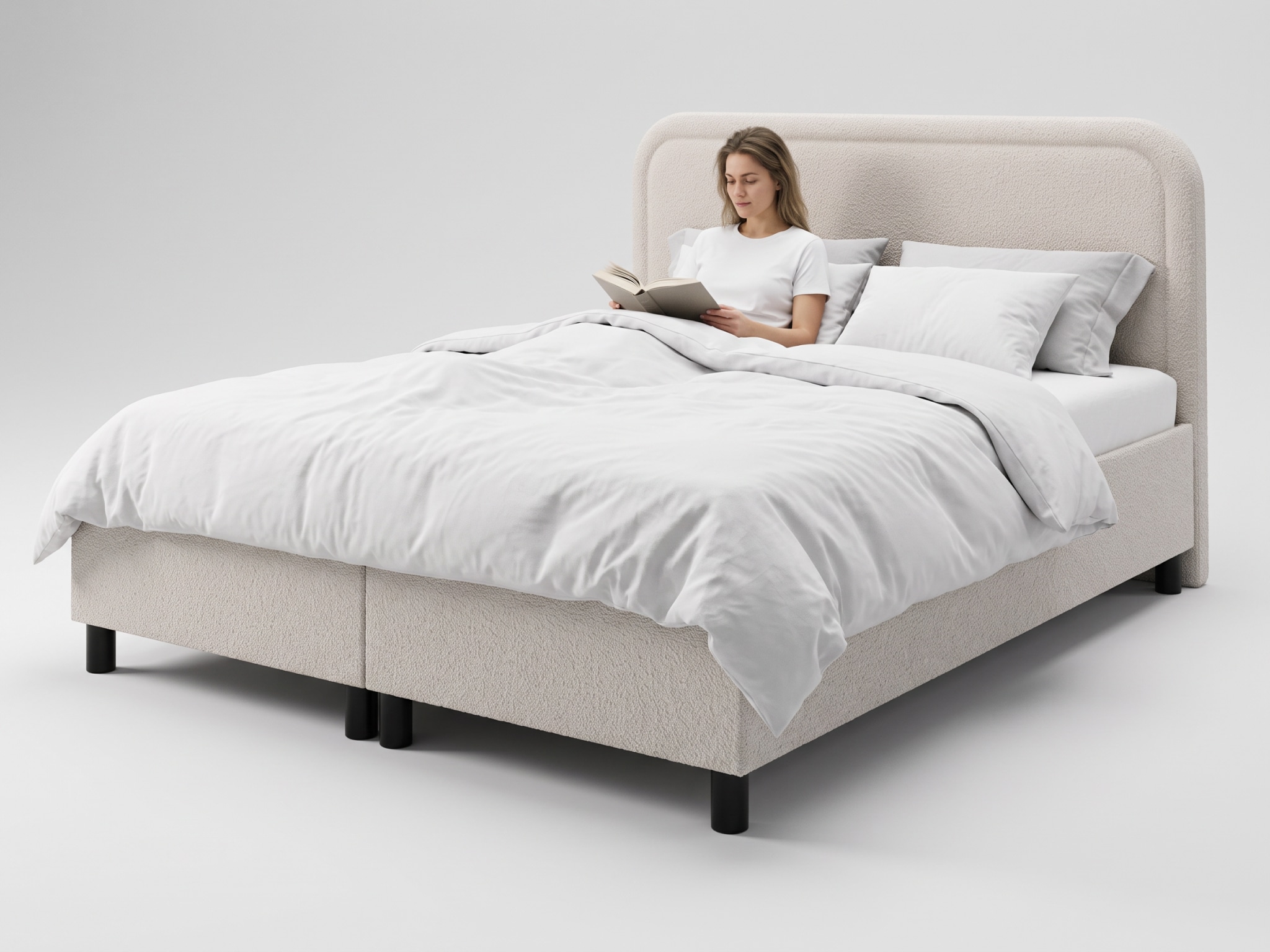 GM Čalúnená posteľ s úložným priestorom Balleto 140x200 - biela