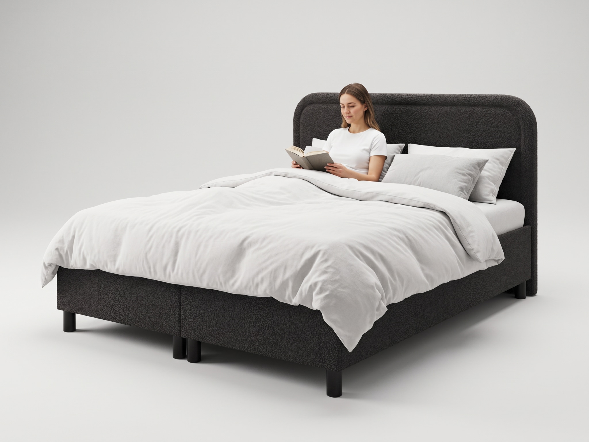 GM Čalúnená posteľ s úložným priestorom Balleto 180x200 - čierna