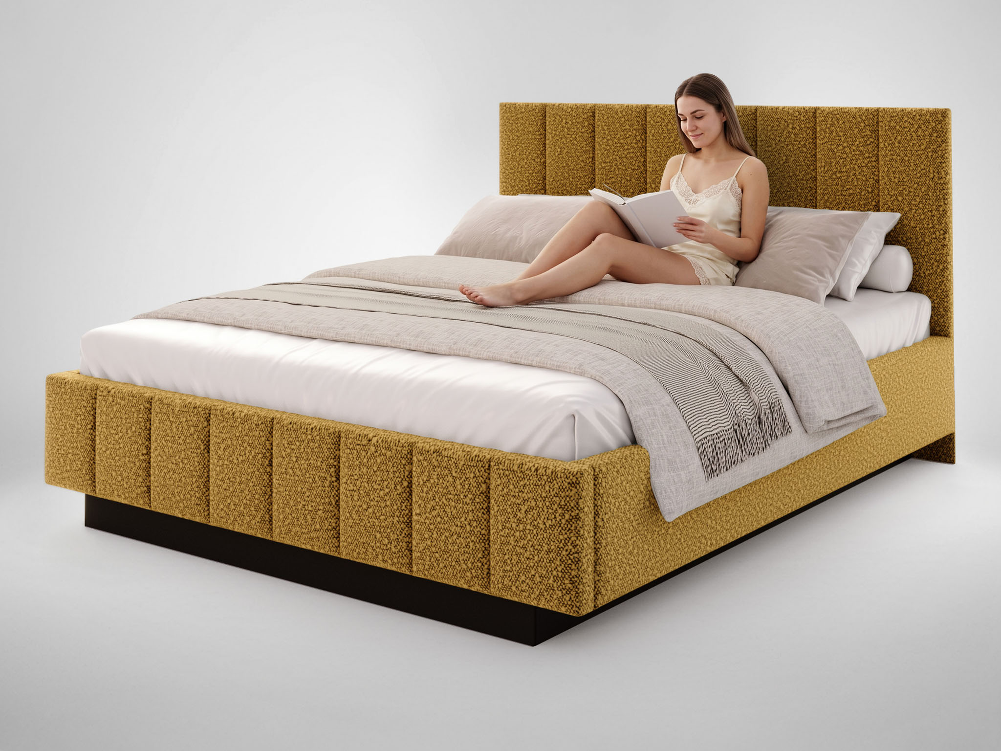 GM Čalúnená posteľ s úložným priestorom Levito 160x200 - medová