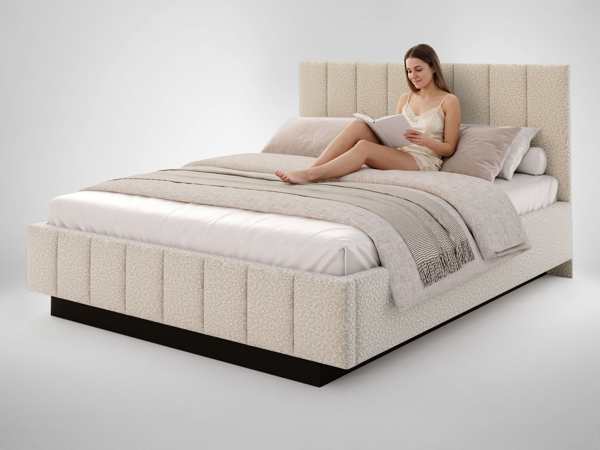 GM Čalúnená posteľ s úložným priestorom Levito 160x200 - béžová
