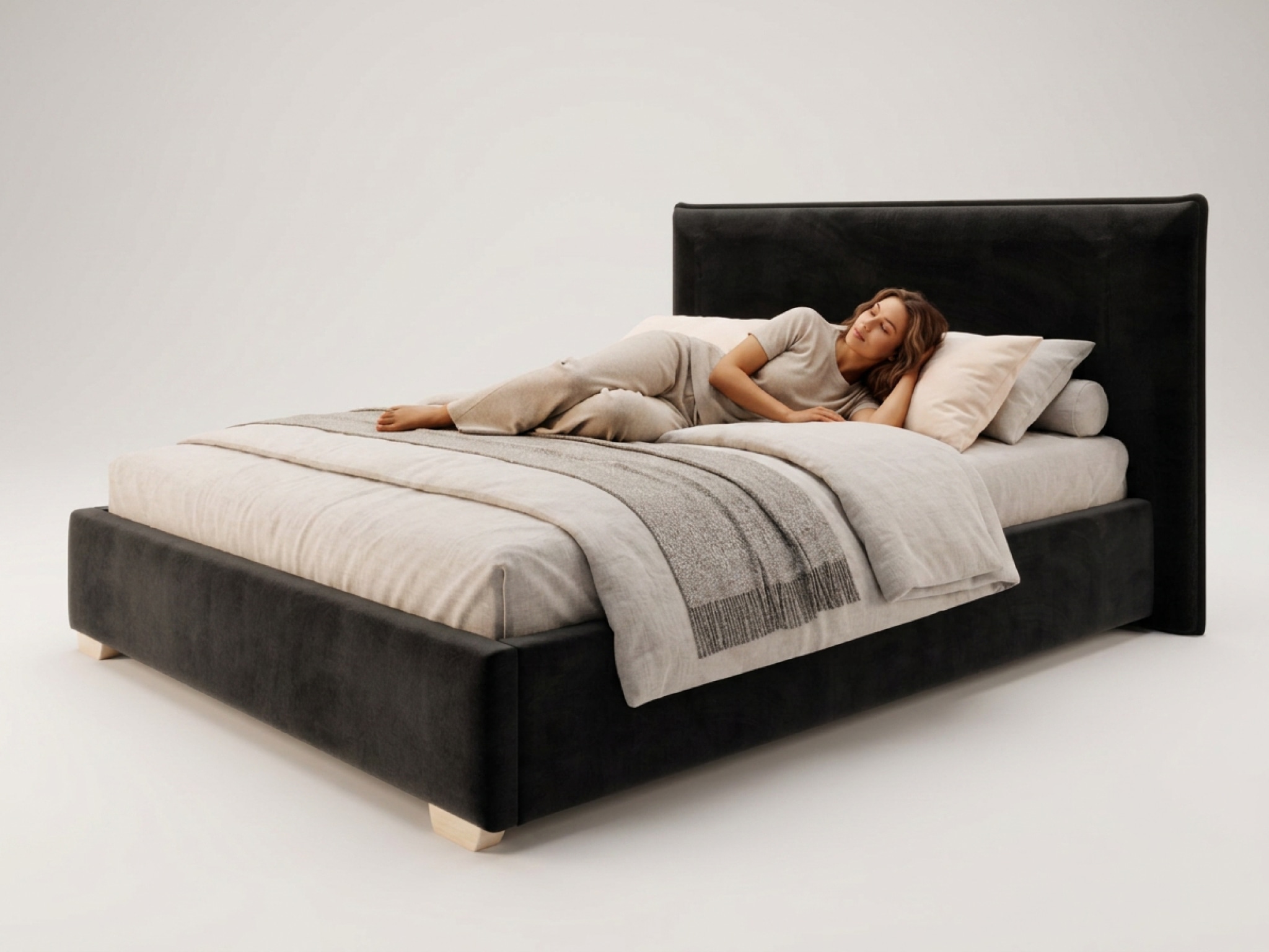 GM Čalúnená manželská posteľ s úložným priestorom Perfetto 140x200 - čierna