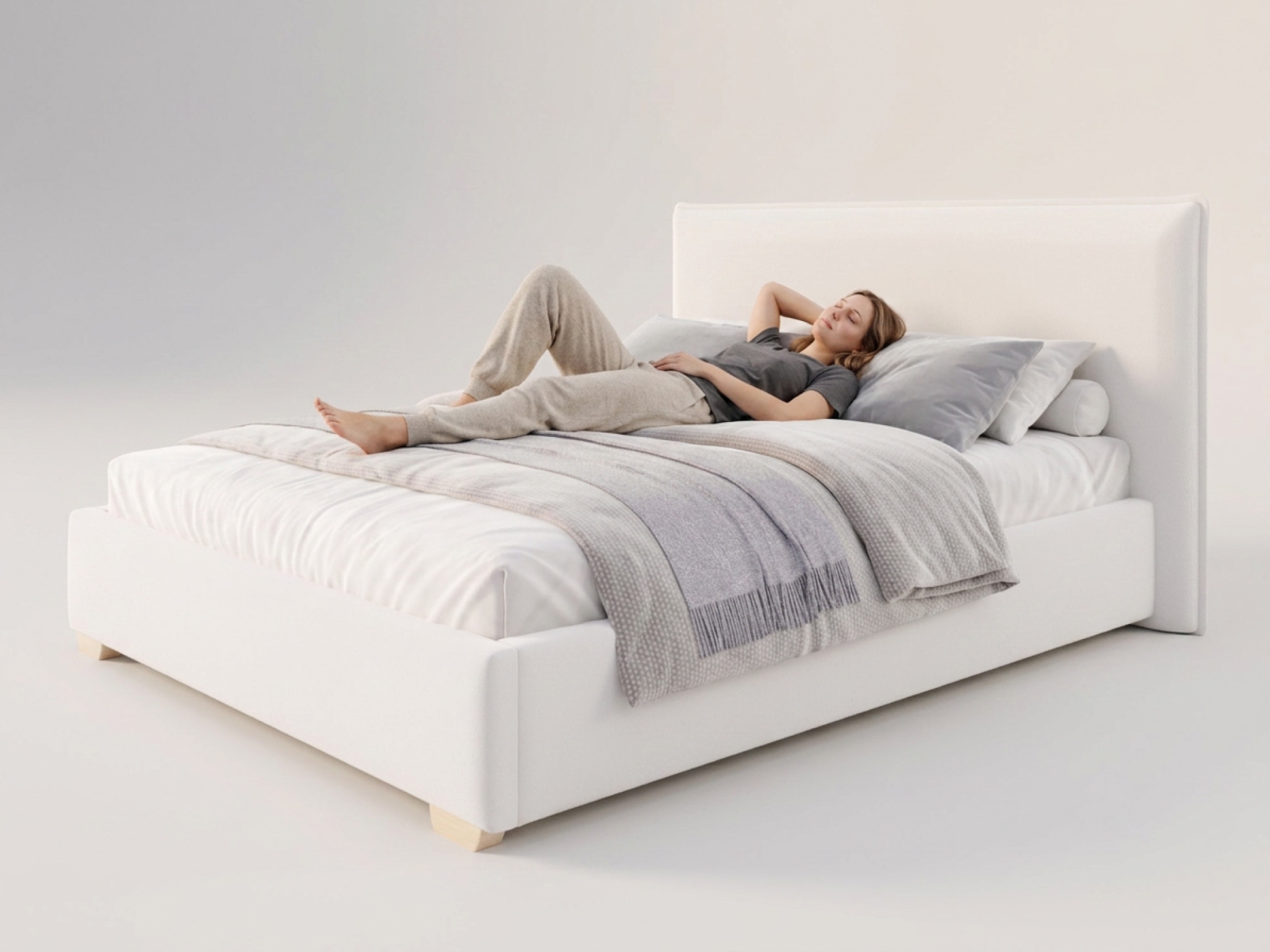 GM Čalúnená manželská posteľ s úložným priestorom Perfetto 180x200 - biela