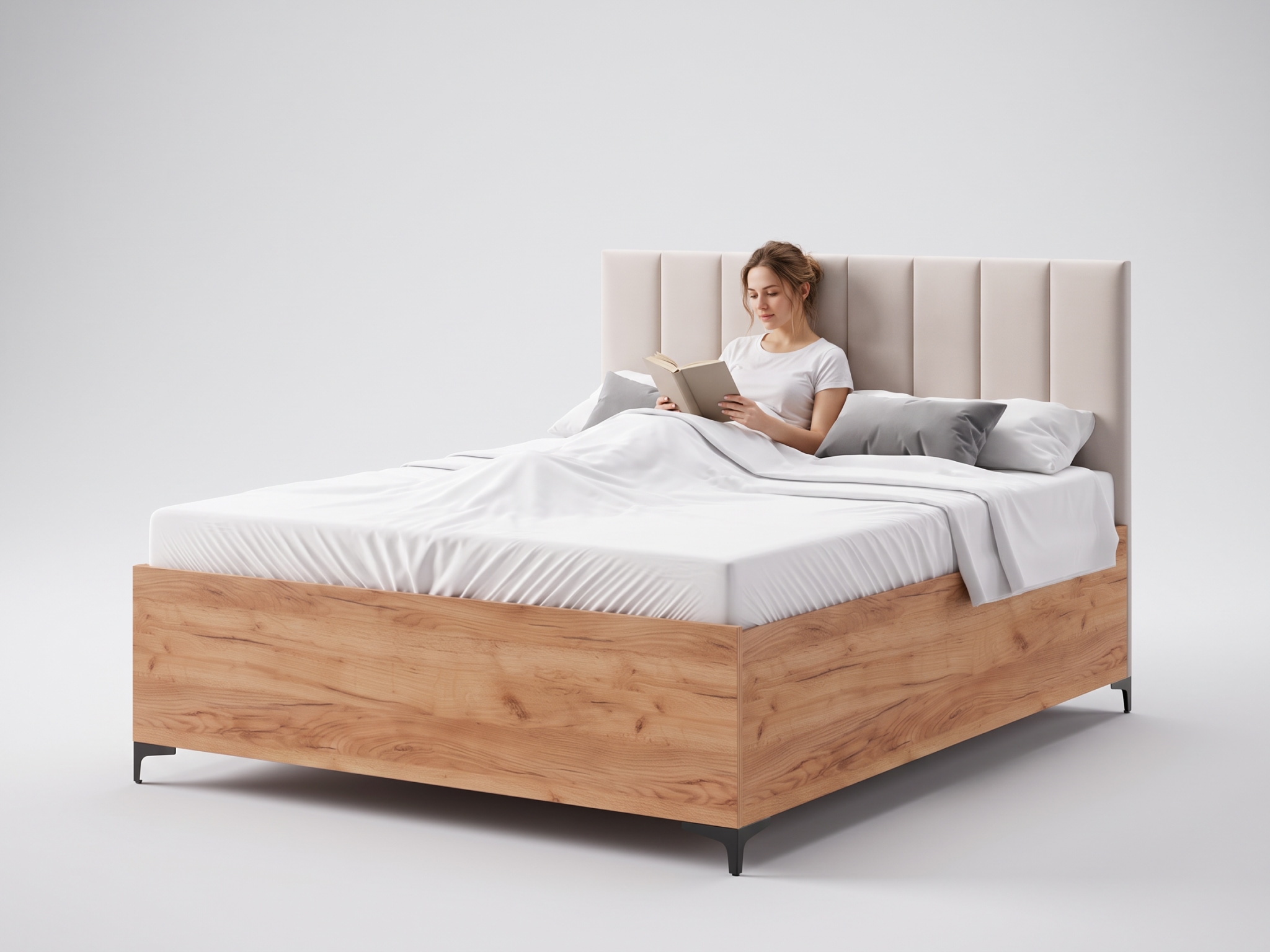 GM Jednolôžková posteľ s úložným priestorom Cierra 120x200 - dub/krémová