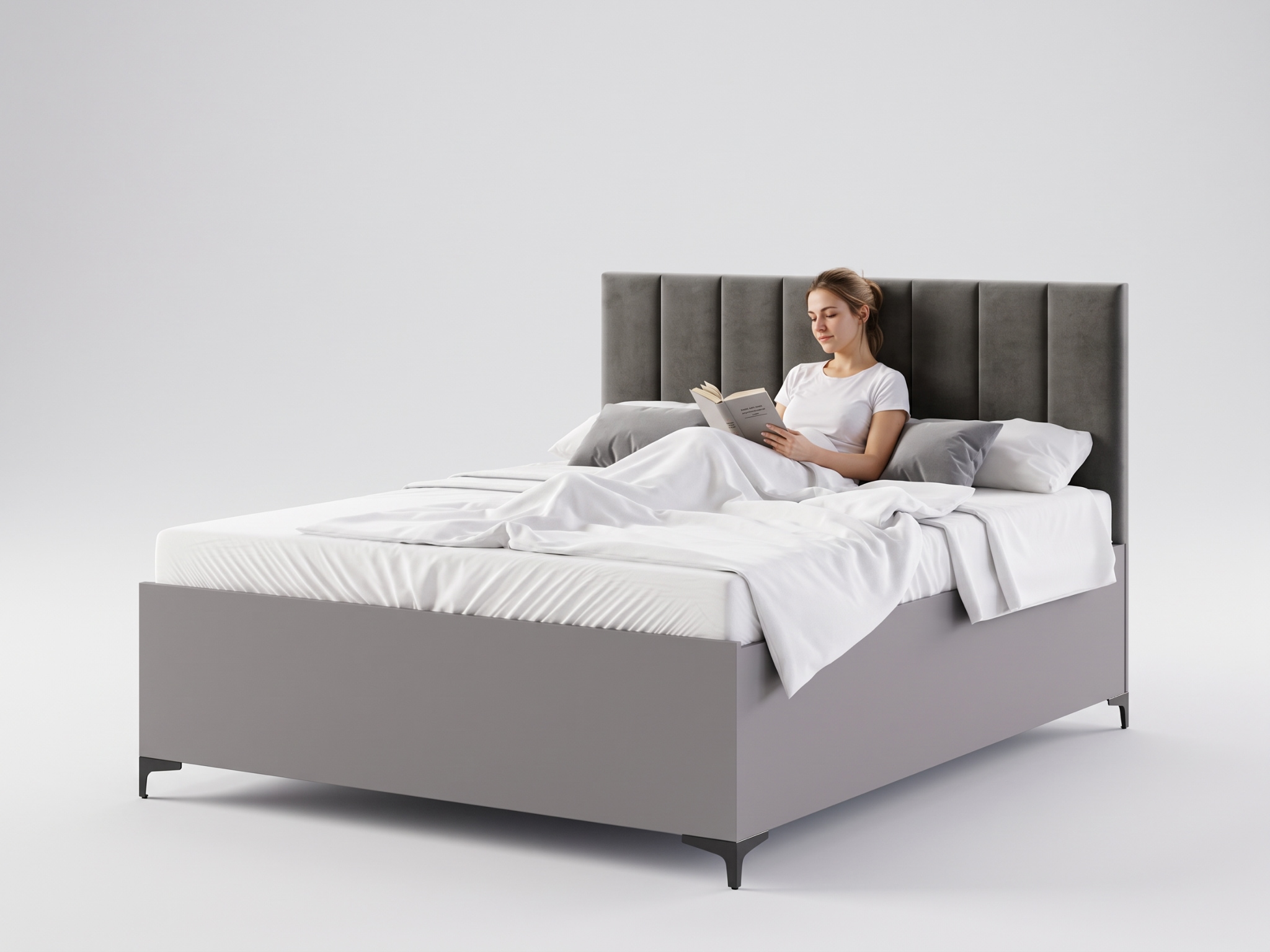 GM Manželská posteľ s úložným priestorom Cierra 180x200 - sivá