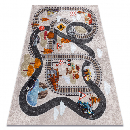 DW Sivi protuklizni dječji tepih Junior Lokomotiva Dimenzija: 160x220 cm