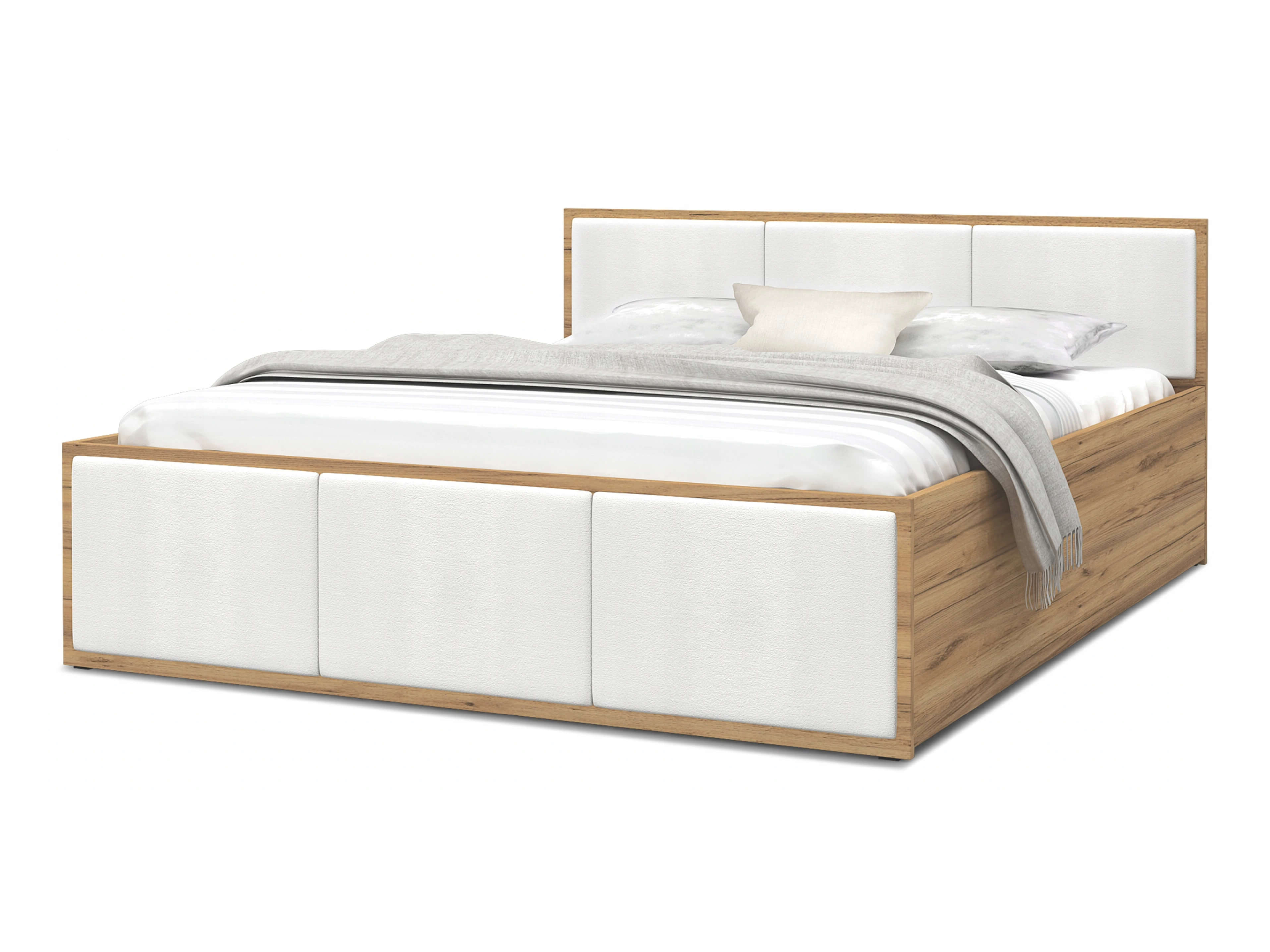 GL Čalúnená jednolôžková posteľ s úložným priestorom Dolly 120x200 - dub craft/biela