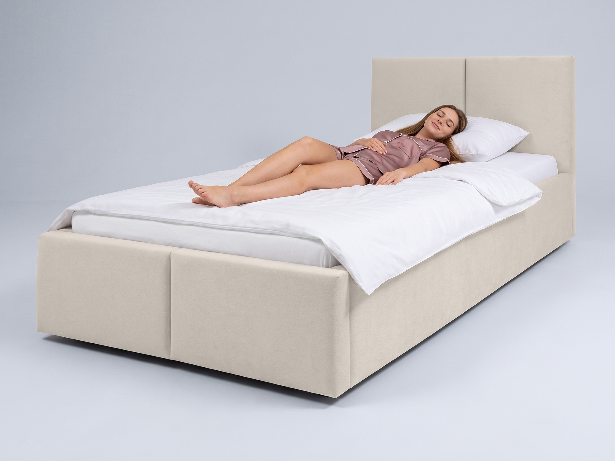 GM Čalúnená posteľ s úložným priestorom Izabela 90x200 - krémová